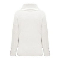 Ženski džemperi Turtleneck pulover Dugme Dugi rukavi Udobni vrhovi bijele veličine S