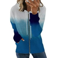 Moderna jakna za žene Trendy Casual Bolock Blokiranje Zip dukserice s kapuljačom Dugi rukav džep tanka