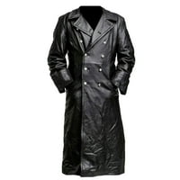 Muški novi stil vintage kožne odjeće čisti dugi kožni jakni kaput