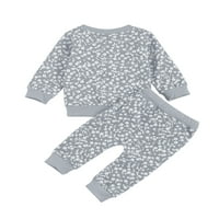 Nituyy infant dvodijelni set odjeće, bebe cvjetni ispisani uzorak okrugli ovratnik + duge hlače, kaki