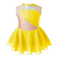 ZDHOOR Girls Sequils cvjetna figura haljina za klizanje Gimnastika Leotard baletni ples kostim Yellow-a
