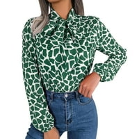 Ženske košulje Labave ležerne kontrastne boje čipke up rukave šifon Top Leopard tiskani ljetni bluze