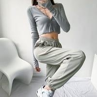 Hlače za žene Ženske sportske hlače pantalone HIP hop jogging tweatpants jogger hlače siva + l