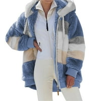 Ketyyh-Chn Ženske zimske hladne kapute Zimske žene Business Solid Fals Fashick Cardigan Blue, S