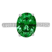 2.21ct ovalni rez dragocjeni dragulj zeleni simulirani smaragd pravi 18k bijeli zlatni robotski laserski graviranje vječno jedinstvena umjetnost deco izjava svadbeni godišnjica angažman vjenčani prsten veličine 3,75