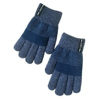 Štetno pari 6-godina dječje rukavice prugasto pletene jesenske zimske kontrastne boje rebraste rukavice za na otvorenom, tamnoplavu