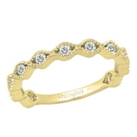 DazzlingRock kolekcija okrugli bijeli safirni kameni valni prsten za val za žene za žene u 10k žuto