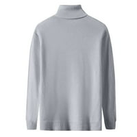 Muška ležerna modna čvrsta boja visoki ovratnik dugih rukava pleteni džemper muški tanka haljina košulja