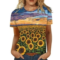 Zkozptok Plus Veličina za žene Tye-Dye Painting Modne ljetne majice Okrugli vrat Labavi kratki rukav