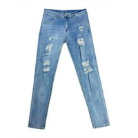 Gradijentne čvrste rupe Jeans Ripped oprane Frayed muškarci hlače u boji hlače