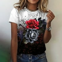 Žene ljetne vrhove udobne slatke majice za žene Trendy 3D ruže leptir Print ženske bluze i vrhovi Dressy