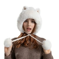 Uocefik Beanies Women Winter Cable Knit Fau Fur Pompom Pink Beanie Toplo hladno vrijeme Ski slameti