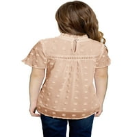 Ybenlow Girls Cute Dot Chiffone Bluzes Kratki rukav V Karosevi majice Soft Casual Ljetni vrhovi
