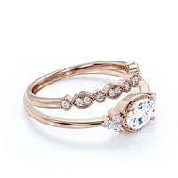 Prekrasna umjetnost Nouvea 1. Karat ovalni rez Diamond Moissite pristupačni zaručni prsten, svady moissinite