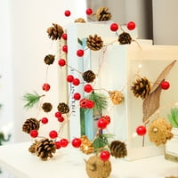 Božićna žica Pineneedle Pinecone Crvene bobice pompoms gljiva Santa Claus Card prozor prozora Držitelj