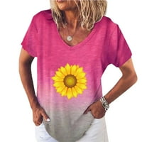 Ženska ljetna povremena majica V-izrez Tunni za kratki rukav za tajice labava bluza majica XL