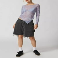 Ženska majica s dugim rukavima Asimetrični ispisani osnovni vrhovi Ležerni pulover za Fall Club Streetwear