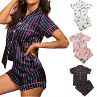 TEJIOJIO Ženska klirens odjeće Žene Silk Satin Pajamas Postavite dvodijelni saloni za spavanje sa dolje