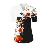Ženske majice kratki rukav Bluze Regularne fit T majice Pulover tees vrhovi cvjetni ispis T-majice V