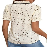 Ženska bluza vrhovi Confetti Heart Print Tine izrez Bluza Beige XL