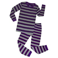 Elowel Pajama set za dječake i djevojke Spavaće odjeće PJS pamučna ljubičasta i siva pruga veličine