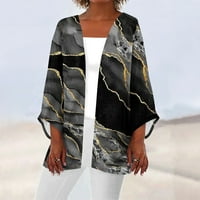 HHEI_K ženska casual moda retro tiskana lagana jakna srednje jaknu Cardigan