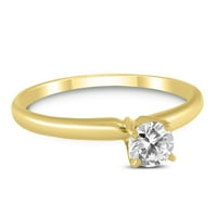 Ženska karata Okrugli dijamantski Prsten u 14k žutom zlatu