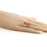 Gem kamen King 6. CT smaragdni rez smeđe tigare bijeli dijamant 18k ružičasti pozlaćeni srebrni prsten