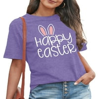 Sretne uskrsne majice za žene smiješne zečje košulje za zečevinu Uskrs kratkih rukava za odmor