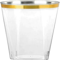Jednokratni OZ Kvadrat kristalno čisti plastični tumbori sa zlatnim obručem - elegantne papirne čaše