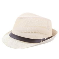 Unise Trilby Gangster Cap Beach Sun Straw Hat Band Sunhat