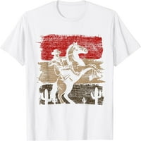 Retro konja Jahanje zapadnu kauboj majicu
