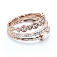 Prekrasan minimalistički rez dijamantski ručni prsten za moissanit, vjenčani prsten, dva podudarna traka