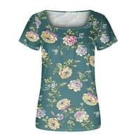 Ženska cvjetna bluza na vrhu casual kratkih rukava Trendy Pleased Flowy Tees Labavi fit tucinski majice