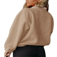 Hait Ladies dukserirt džepni pulover V rect majica za radne vrhove pada dugih rukava Khaki XL