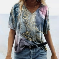 Ženski vrhovi V-izrez Ženska bluza Ležerne prilike za ispisane ljetne majice kratkih rukava Tuničke