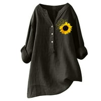 JUEBONG ženske posteljine čišćenja casual plus veličina bluza Slatka loong rukava cvjetna vez majica