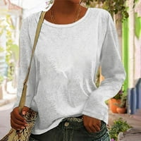 Crke s dugim rukavima izrez Čvrsti džepni bluze Žene Ljetne košulje bijele veličine xl