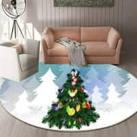 Božićni okrugli tepisi Circle prostirke Snowman Santa Claus uzorak božićne stablo elemente stakleni