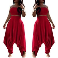 Ženski ljetni čvrsti sportski struk struk modni casual dvodijelni odijelo crveno xxl