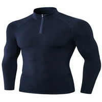 Luxplum Muškarci Sport majica Fleece obložen mišićnim majicama dugih rukava Kompresioni košulje Ležerne