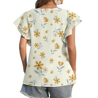 Hwmodou ženska bluza šifon košulja jesen casual okrugli vrat Top dvostruki rufffle s kratkim rukavima