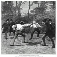 Dvoboj, 1888. N'Te duel između M. Flouqueta i generala Boulangera. ' Graviranje, 1888. Poster Print