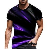 Muški vrhovi, muškarci casual okrugli vrat 3D digitalni ispis Pulover fitness sportske kratke hlače rukave majica bluza crna