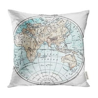 Zemlja Istočna hemisfera Vintage gravirani rječnik riječi i stvari Lative Fleury jastuk jastuk