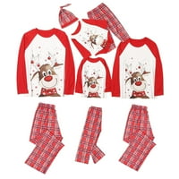 Božićna porodica Podudaranje pidžama postavljeno roditelj-kid spavaće odjeće Xmas jelena tee crvena