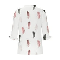 Majica Caveitl, modna ženska ljetna polovina rukava V-izrez bluze za puff rukave Ispiši casual bluze