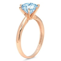 2.5ct okrugli rez plavi simulirani dijamant 18k 18K ruža Gold Gold Angažman prsten veličine 7.75