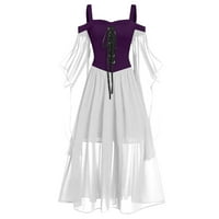 Ženska haljina plus veličine žene plus veličine čvrsto hladno rame Leptir rukav čipka za Halloween haljina za haljinu bijela 14