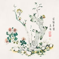 Stranica od Shi Zhu Zhai Tree sa printom za plakat cvjeta - HU Zhengyan